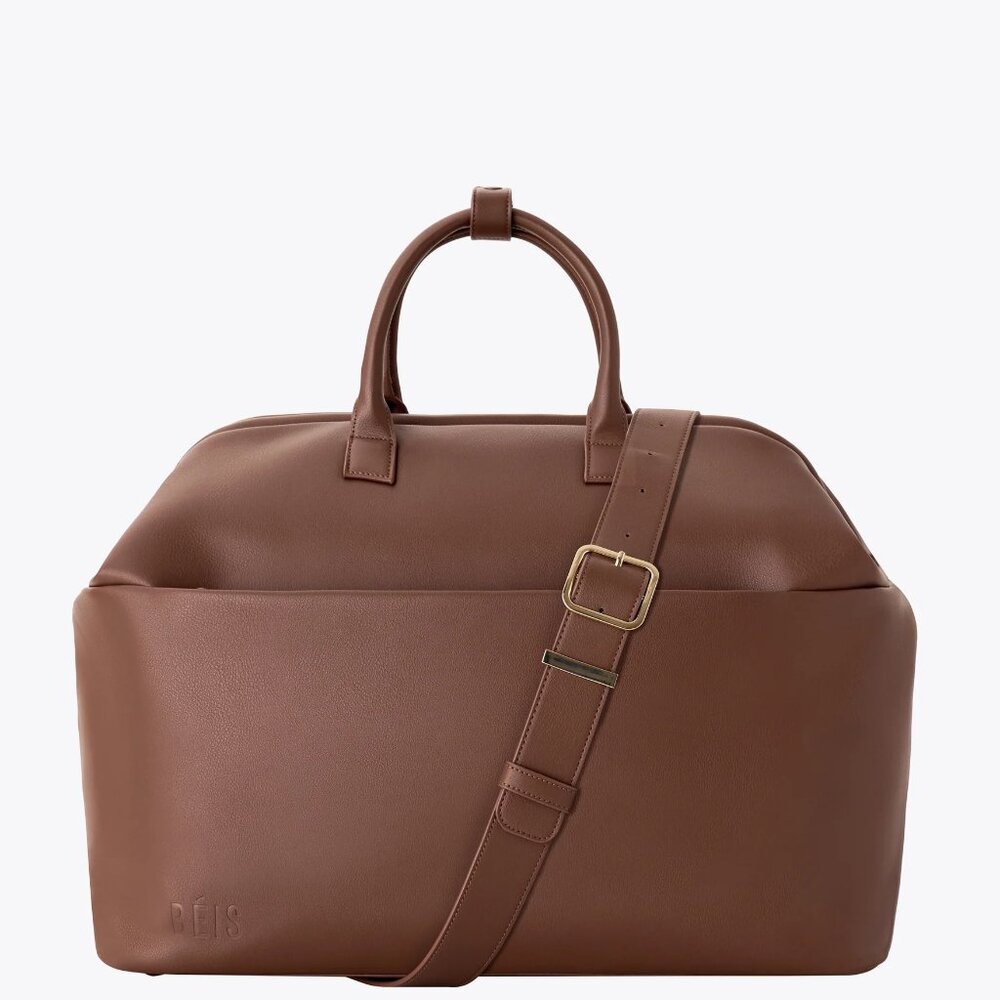 BEIS Essential Weekender Bag in Maple plus bonus Passport and Luggage Tag set
